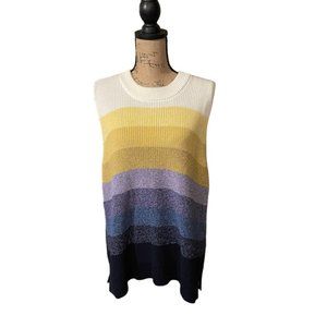 Nine West Colorful Striped Crew Neck Sweater